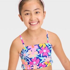 Cat & Jack Floral Kids Bikini - Blue and Pink